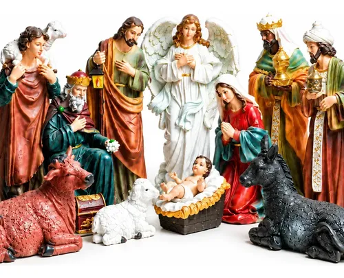 Presépio De Natal Sacro 20cm 11 Peças Resina Modelo Italiano