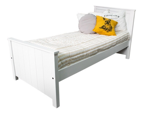 Cama De 1 Plaza Madera Laqueada Blanca