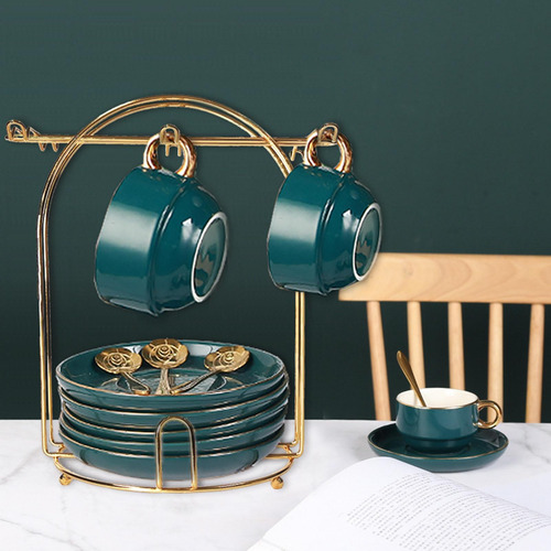 Organizador De Tazas De Café, Capacidad Para 6 Tazas Bronce