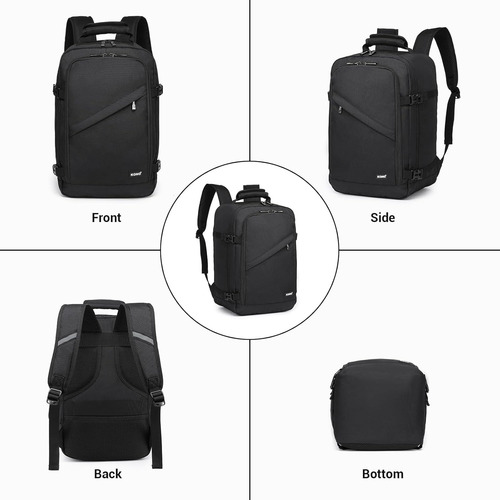 Mochila Viaje Tipo Carryon Equipaje Cabina Viral Negro Liso