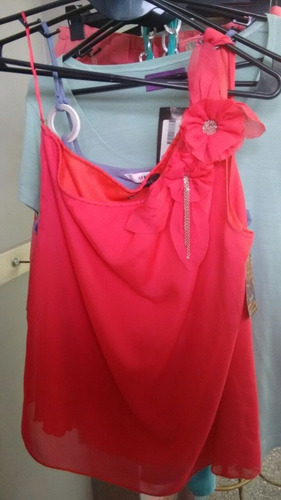 Musculosa Blusas De Raso Y Gasa Bordadas
