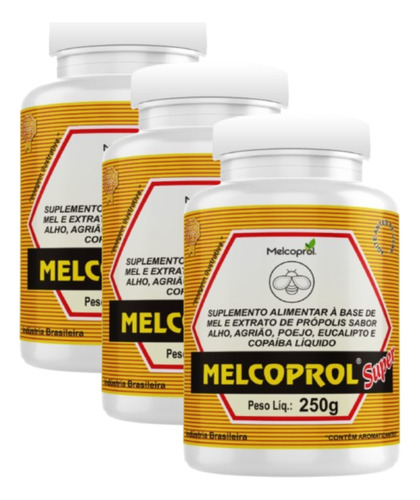 Kit 3 - Mel E Extrato De Própolis Melcoprol Super - 3x250g