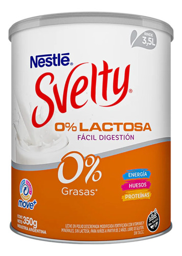 Leche Infantil Nestle Svelty Sin Lactosa. Lata X350g. Sabor Sin Lactosa