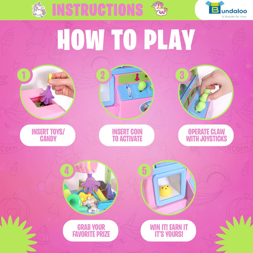 Máquina De Juego De Garra Bundaloo Modelo Unicornio Color