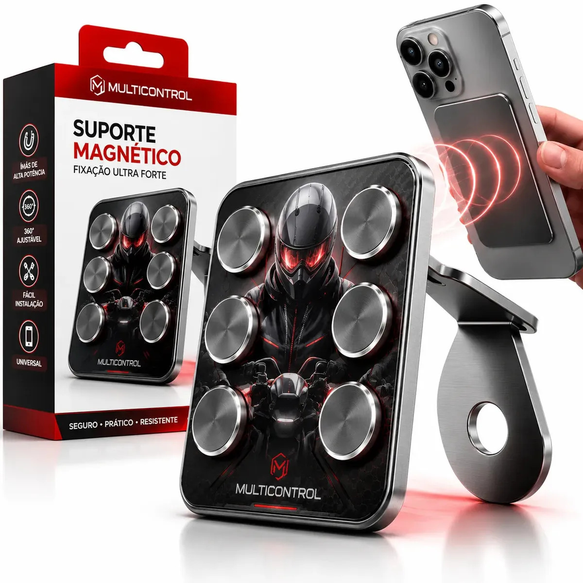 Suporte Celular Moto Bike Magnético Imã Neodímio Extra Forte Reforçado Resistente Para Motoboy Gps