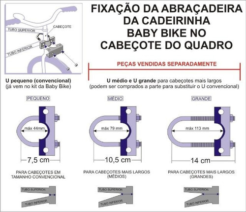 Imagem 2 de 4 de Abraçadeira P/ Cadeirinha Kalf Baby Bike Parafuso Maior 14cm