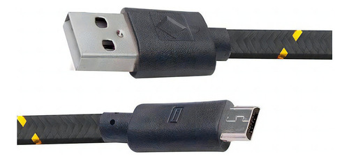 Cable Plano Usb - Micro Usb Green Leaf Tipo Agujeta 18-1215 Color Negro