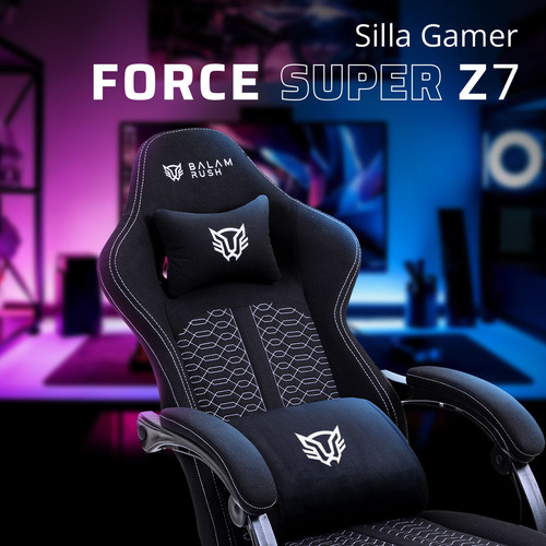 Silla Gamer Force Super Z7 Tela Hasta 150kg Con Reposa Pies Negro Tela Pu