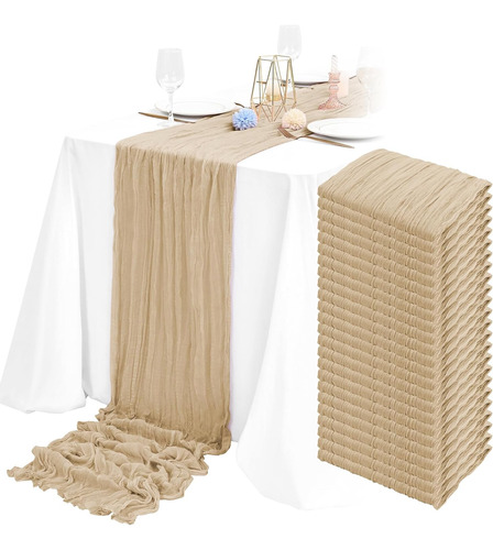 Paquete De 24 Caminos De Mesa De Estopilla, Color Beige, Gas