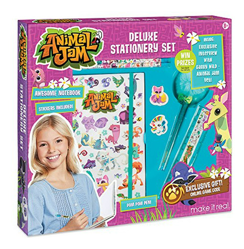 Set De Papelería Animal Jam - Cuaderno Y Pegatinas Para Niño