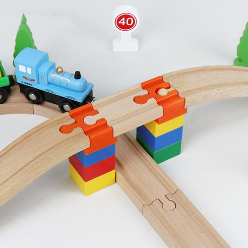 3 X 10 Uds. Accesorios De Vía De Tren De Madera, Naranja