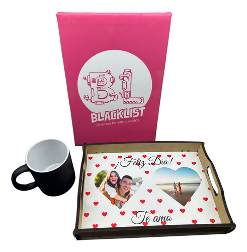 Bandeja Desayuno Y Taza Magica Personalizada - Foto - Frase