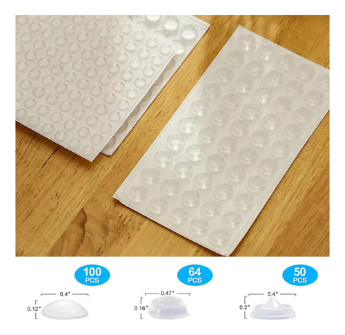 214pcs Parachoques De Gabinete Topes De Goma Transparente Au