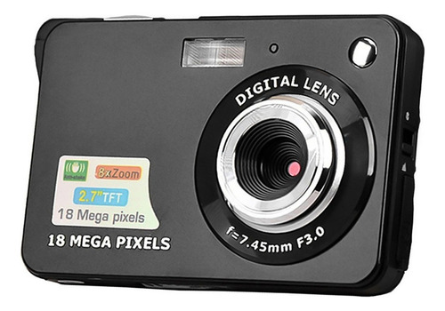 2024 Cámara Digital Negra Mini Pocket 18mp 2.7 Pantalla Lcd