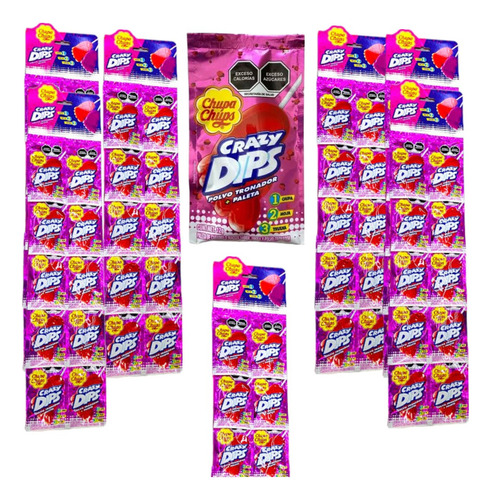 Paleta Caramelo Fresa Polvo Truena 60 Pz Crazy Dips