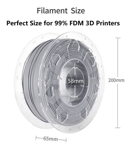 Filamento Pla Gris 1.75mm 1 Kg Nuevo Impresora 3d