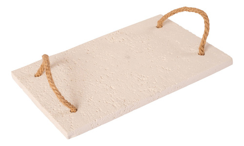 Bandeja Decorativa Piedra Blanca Rectangular Adorno Color Beige