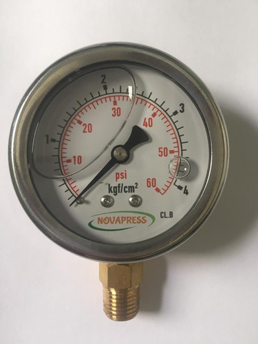 Manômetro Glicerina Caixa Inox 0-4 Kg:60 Psi R.1/4