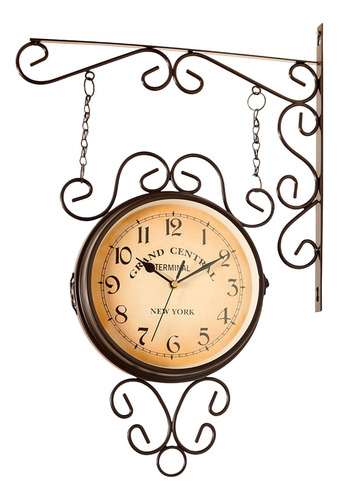 Reloj De Pared De Doble Cara, Redondo, Diseño Café