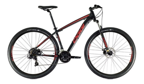 Mountain bike Oggi Hacker Sport 2022 aro 29 15.5" 21v freios de disco mecânico Shimano Tourney TZ300 cor preto/vermelho