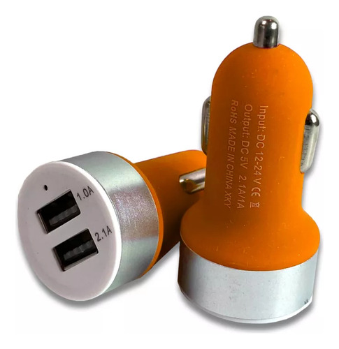 Cargador Para Auto 12v Con 2 Entradas Usb Cilíndrico