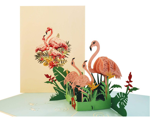 Igifts And Cards Tarjeta De Felicitacin 3d De Flamencos Rosa