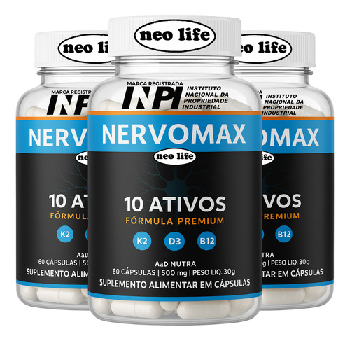 2 Nervomax 60 Caps Original - Envio Rápido - Loja Oficial Chega Amanha