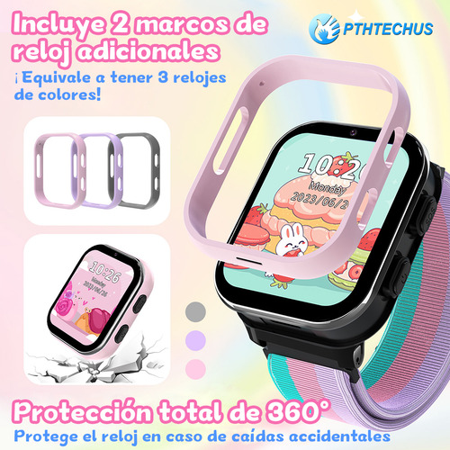 Reloj Inteligente 4g Llamadas HD Reloj Smartwatch Para Niños 4g Señal Reloj Inteligente Para Compatible con chip SIM 4g PTHTECHUS SOS smart watch Lt49 Rosa Llamadas Smartwatch,FULL HD LCD Smartwatch