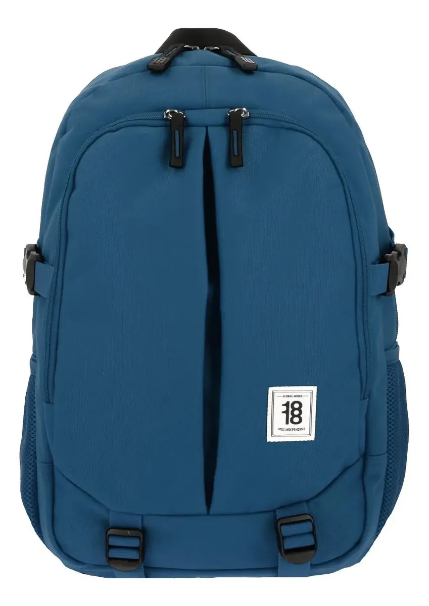 Mochila 1818 Ajustable Juvenil Amplia Linea Chenson Escolar Color Azul Petróleo Diseño De La Tela Liso