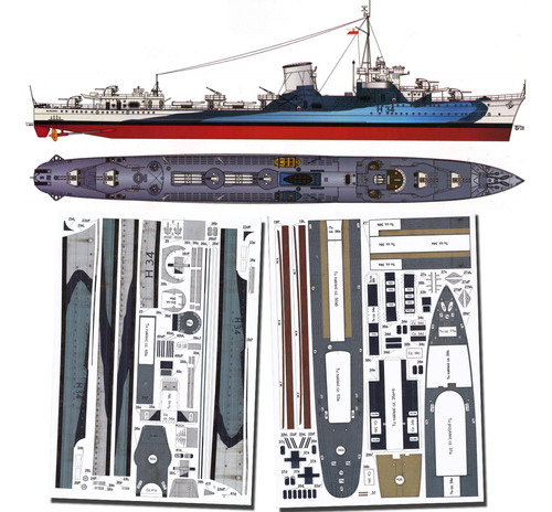 Buque Orp Byskawica (h34) 1.200 Papercraft