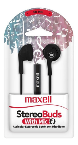 Auriculares Con Micrófono Maxell Eb-mic Earbuds Negros