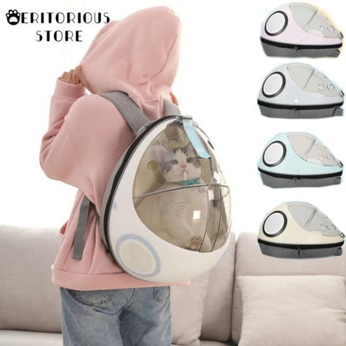 Mochila Transparente Para Gato Con Cama Espacial
