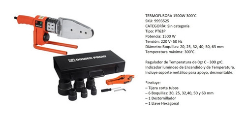 Imagen 2 de 4 de Termofusora 1500w Con Boquilla Y Tijera Dowen Pagio 9993525