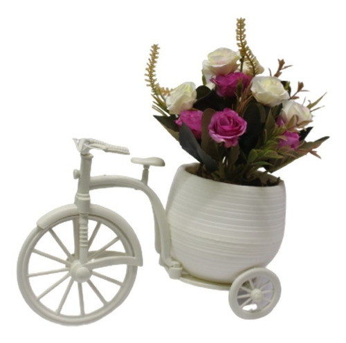 Arranjo Pequeno Flores Artificiais Provençal Vaso Bicicleta0