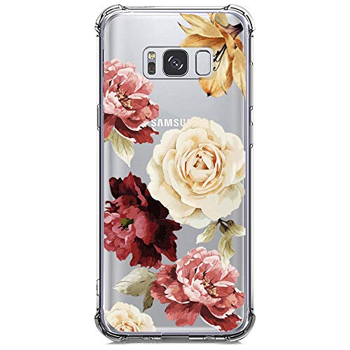 Galaxy S8 Case, Crystal Clear Case With Design Rose Flowers 