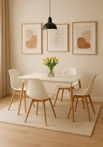 Juego De Comedor Mesa Eames + 4 Sillas Estocolmo Tu Idea Blanco