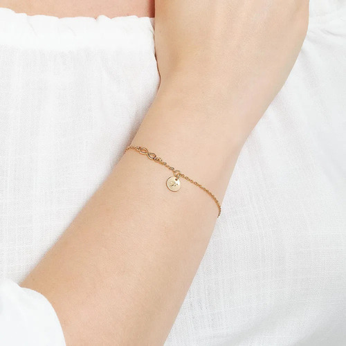 Pulseira Rommanel Medalha Com Letra E Infinito Banhado Ouro