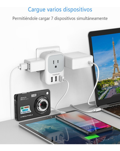 Adaptador De Corriente Us To Europe Con 4 Tomas De Corriente