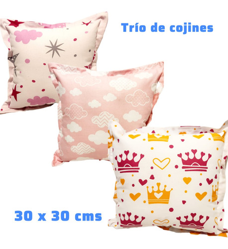 Pack 3 Cojines Almohadas De Cuna Para Bebés 30×30cm