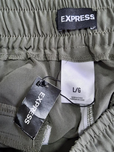 Pantalón Cargo Resorte En Cintura Verde Talla L Express