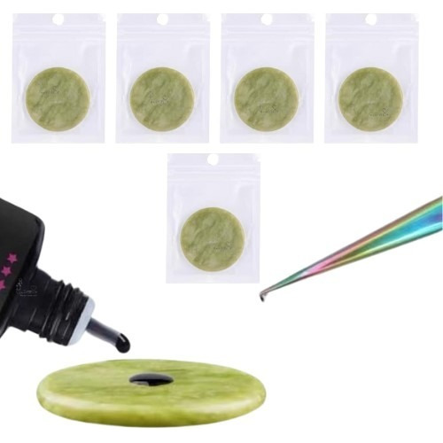 5 Piedras Jade Para Pegamento De Extensiones De Pestañas 1x1 Verde
