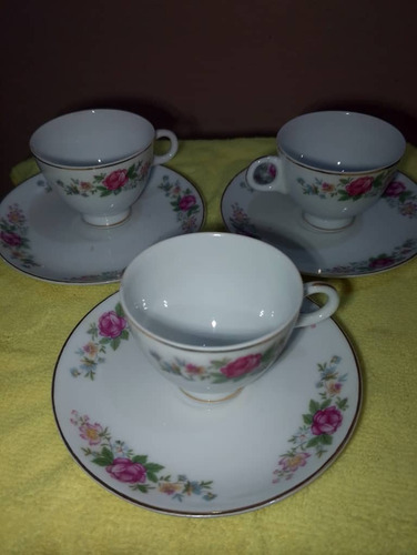 Juego De 3 Tazas De Café Con Plato (Usado)