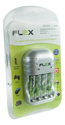 Carregador Flexgold Para Pilha Aaa 1100ma Com 4 Aaa   Fx-c03