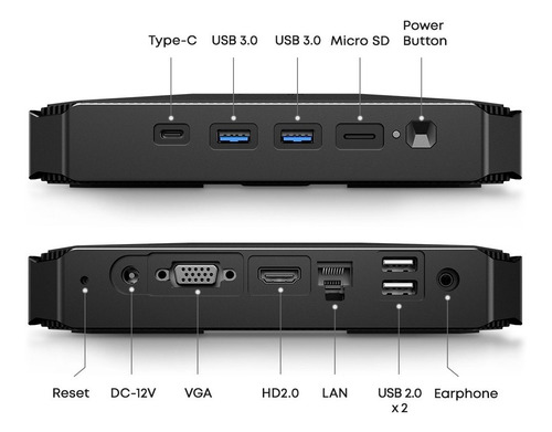 Imagen 2 de 6 de Mini Pc Host Win10 8+256ssd Intel N4500 Chuwi Herobox Pro