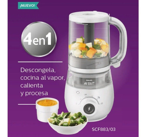 Imagen 7 de 7 de Avent Robot De Cocina Procesadora De Alimentos Bebes 2 En 1