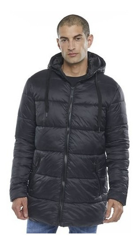 Campera Para Hombres De Nylon Larga Color Negro