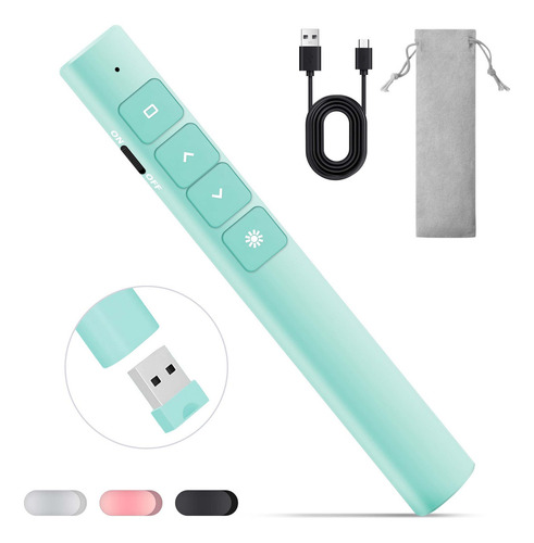 Apuntador Presentador Láser Inalámbric Remoto Usb Recargable Color Verde