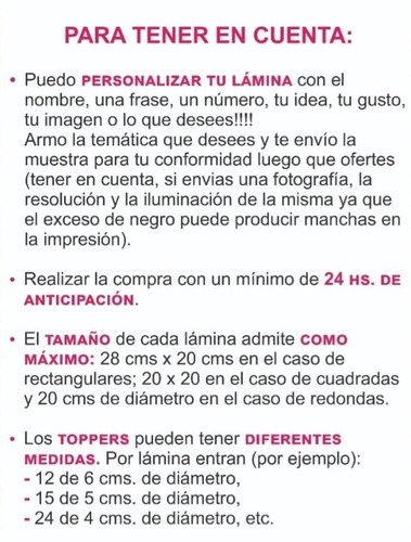 Imagen 4 de 10 de Lámina Comestible Personalizada Para Torta