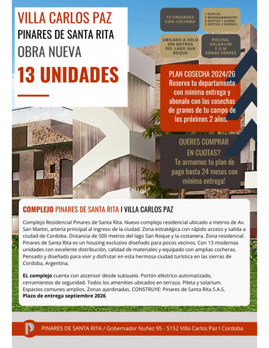 Departamentos En Pozo, Financiacion, Santa Rita, Villa Carlos Paz