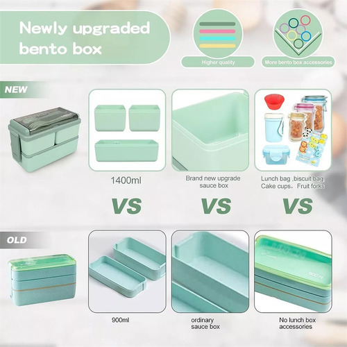 32pc Fiambrera Portátiles Bento Box Luncheras Bolsa Lonchera Turquesa Lonchera Aislante